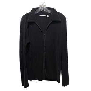 Cyrus Pleated Button Down Collared Shirt Black Women’s Size Large